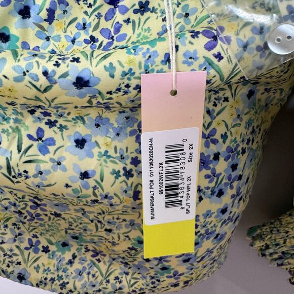 SummerSalt The All Dressed Up Button Up Blouse Floral Smock Collar Cuff 2XL - Picture 10 of 13